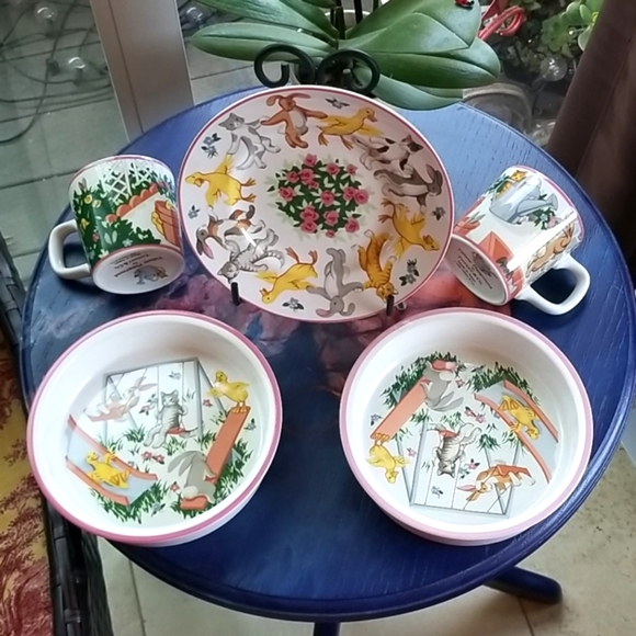 Vtg TIFFANY & Co. 1992 Animals GENDER Neutral Dishes PLAYGROUND 5 PC Set MINT EC - Picture 11 of 14